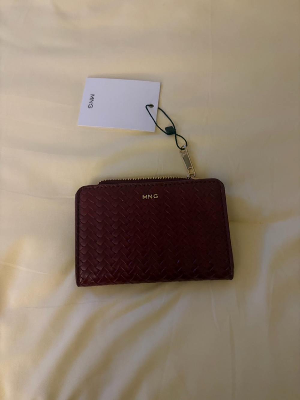MANG O LEATHER Zip Around Card Wallet - Burgundy